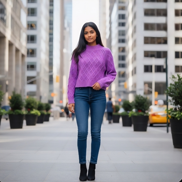 American Eagle Outfitters Purple Cable Knit Mock Neck Pullover Sweater Size S - Picture 2 of 6